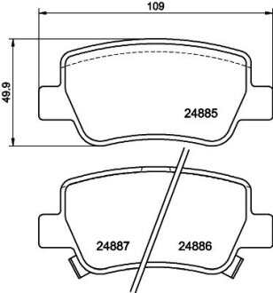 Колодки тормозные дисковые задние Toyota Avensis 1.6, 1.8, 2.0, 2.2 (08-) Nisshinbo NP1118