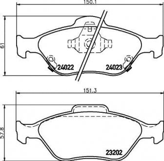 Колодки гальмівні дискові передні Toyota Yaris 1.0, 1.3, 1.4 (05-) Nisshinbo NP1129