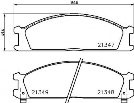 Колодки тормозные дисковые передние Nissan Pathfinder, Pick Up 2.4, 2.7, 3.2 (98-) Nisshinbo NP2008