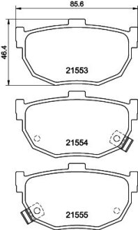 Колодки гальмівні дискові задні Hyundai Elantra 1.6, 1.8, 2.0 (03-) Nisshinbo NP2014