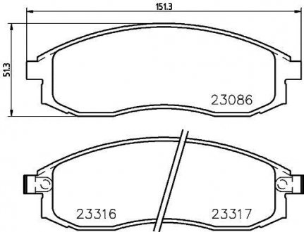 Колодки гальмівні дискові передні Nissan Maxima 2.5, 3.0/Mitsubishi L200 2.0, 2.4 (96-) Nisshinbo NP2037