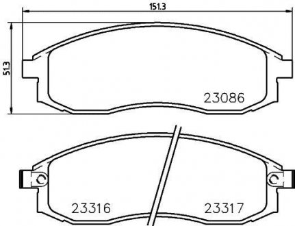 Колодки тормозные дисковые передние Mitsubishi L200, Maxima 3.0 (88-94) Nisshinbo NP3014