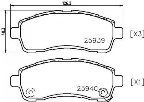 Колодки гальмівні дискові передні Suzuki Swift/Mazda 2/ Daihatsu Materia 1.2, 1.3, 1.5, 1.6 (06-) Nisshinbo NP5029