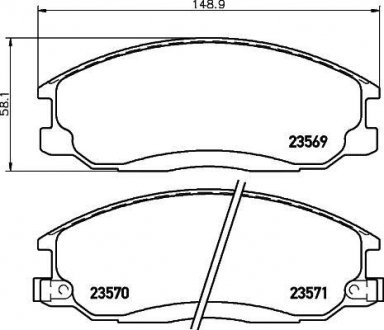 Колодки тормозные дисковые передние Hyundai Santa Fe 01-06)/Ssang Yong Actyon, Kyron, Rexton 2.0, 2.4, 2.7 (05-) Nisshinbo NP6007 (фото 1)