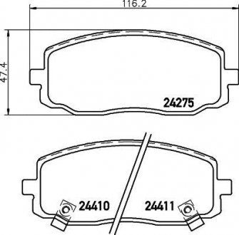 Колодки гальмівні дискові передні Hyundai i10/Kia Picanto 1.0, 1.1 (07-) Nisshinbo NP6024 (фото 1)