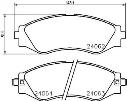 Колодки гальмівні дискові передні Chevrolet Lacetti, Nubira 1.4, 1.6, 2.0 (05-) Nisshinbo NP6029