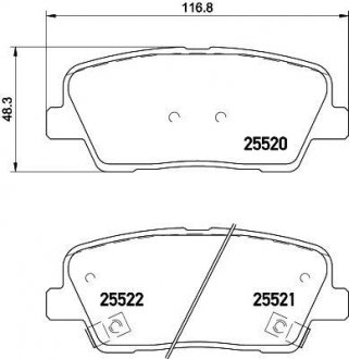 Колодки тормозные дисковые задние Hyundai Santa Fe/Kia Sorento 2.0, 2.2, 2.4 (09-) Nisshinbo NP6042 (фото 1)