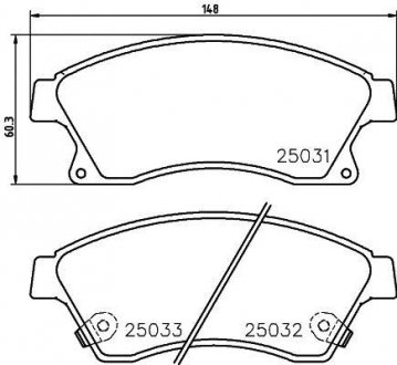 Колодки тормозные дисковые передние Chevrolet Aveo T300, Cruze 1.6, 1.8, 2.0 (12-) Nisshinbo NP6048 (фото 1)