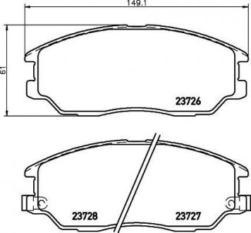 Колодки тормозные дисковые передние Hyundai Terracan 2.9, 3.5 (03-06) Nisshinbo NP6092