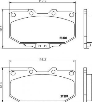 Колодки тормозные дисковые передние Subaru Impreza 2.0, 2.5 (00-07) Nisshinbo NP7012