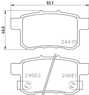 Колодки гальмівні дискові задні Honda Accord VIII 2.0, 2.2, 2.4 (08-13) Nisshinbo NP8009 (фото 1)