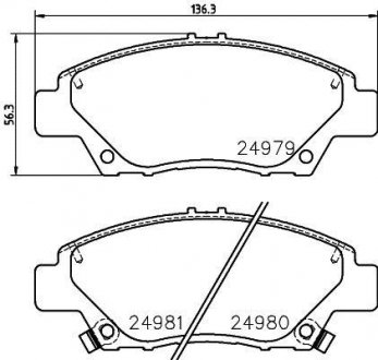 Колодки тормозные дисковые передние Honda Civic VII 1.4, 1.6, 1.7 (01-05) Nisshinbo NP8013 (фото 1)