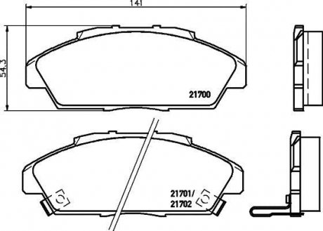 Колодки тормозные дисковые передние Honda Accord IV 1.8, 2.2 (90-93) Nisshinbo NP8024