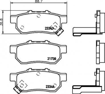 Колодки гальмівні дискові задні Honda Jazz 1.2, 1.3, 1.5, (02-09) Nisshinbo NP8027