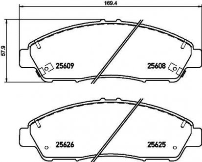 Колодки гальмівні дискові передні Honda Pilot (15-)/Acura MDX (YD_) (13-) Nisshinbo NP8034 (фото 1)