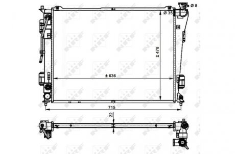 Радиатор охлаждения двигателя Hyundai Sonata (YF), 2.0/2.4 06.10- NRF 59200