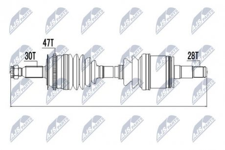 Піввісь приводу ліва Mitsubishi L200/Fiat Fullback 2,4/2,5 07- Nty NPW-MS-000 (фото 1)