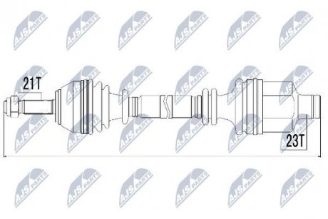 Полуось правая (на шплинт) Renault Clio II 1.1/1.2/16V/1.4/16V/1.5dCi/1.6/1.9D/dTi 98-, Kangoo 1.2/16V/1.4/1.5dCi/1.6 16V/1.9D/dTi 98- L:754/A:21/K:23/ABS:26 Nty NPW-RE-014 (фото 1)