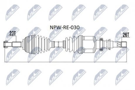 ПОВОСЬ ПРАВА Renault Kangoo II, Renault Megane II 1.5 dCi 02- Nty NPW-RE-030