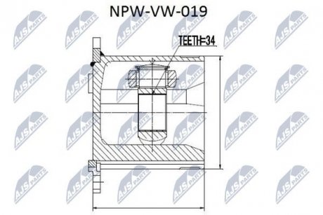 ШРКШ внутр. прав. (35x28x42mm) VW Sharan/Ford Galaxy 1.8TDI/2.0 16V/2.8 VR6 96- Nty NPW-VW-019