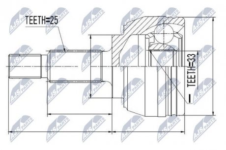 ШРКШ зовн. ABS+ 25z/33z Renault Fluence, Megane CC, Megane III1.5D-2.0 11.08- Nty NPZ-RE-017