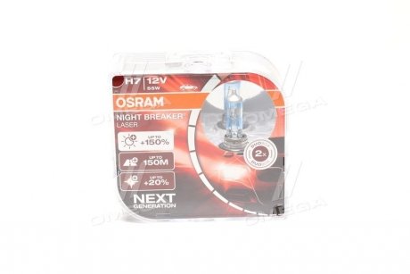 Лампа фарна H7 12V 55W PX26d NIGHT BREAKER LASER next generation (комплект) (вір-во) OSRAM 64210NL-HCB