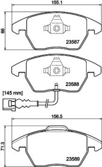 Тормозные колодки дисковые перед. Audi A1, A3, TT// Seat Altea, Ibiza// Skoda Octavia, Rapid// VW Beetle, Caddy, Golf 1.4-3.6V6 02.04- PAGID 8DB 355 010-581