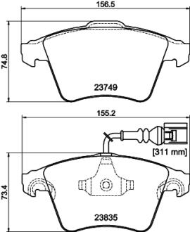 Тормозные колодки передние VW Touareg 02-10 (ATE) PAGID 8DB355011-621