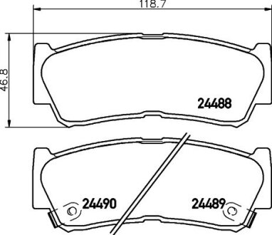 Тормозные колодки зад. Hyundai Santa Fe 06-12 (mando) (118,6x47x15,6) PAGID 8DB355013-081