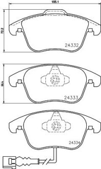 Дисковые тормозные колодки перед. Audi Q3 11-/VW Sharan II (7N1) 10- PAGID 8DB 355 014-031