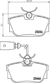 Тормозные колодки дисковые зад. (с датчиком) VAG T4 97- PAGID 8DB 355 018-591