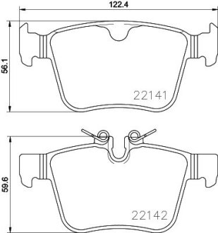 HELLA LANDROVER К-т задних торм. колодок Discovery Sport 2,0-2,2 14-, Range Rover Evoque 2,0-2,2 11- PAGID 8DB 355 023-361