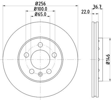 Гальмівний диск перед. Golf 97-06/Bora 99-05/Octavia 97-10 (256x22) PAGID 8DD355105361
