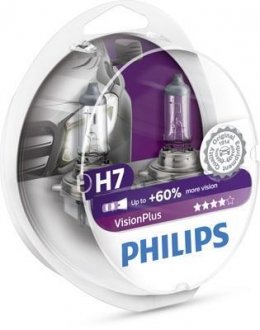 Автолампа H7 VisionPlus 12V 55W PX26d (2 шт. в блістері) PHILIPS 12972VPS2