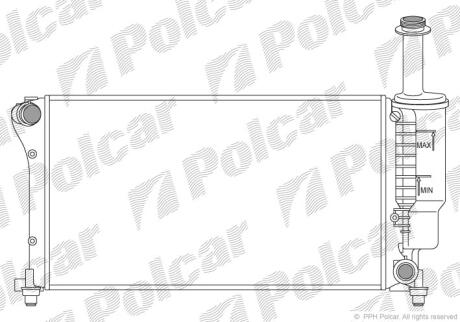 Радіатор двигуна (МКПП) FIAT PANDA (03-) 1.1I-1.2I/ M /AC(10/06- Polcar 300408-5