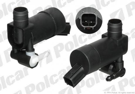 Насос склоомивача Ford C-Max 07-10, Focus 03-12, Galaxy 06-15, Kuga 07-, Mondeo 00-14, S-Max 06- /Volvo C30, V50, V70 Polcar 3202PS-2