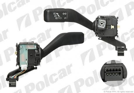 Подрулевой переключатель лев Skoda Octavia/Superb 04-/VW Caddy/Golf/Jetta/Tiguat/Touran 03-12 Polcar 9513PZS2