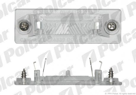 Фонарь подсветки номерного знака зад. VW T5 03-08/Caddy 04-08/Passat 01-05/Touran03-08/Skoda Super B 02-08 Polcar 9549956E (фото 1)