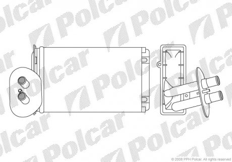 Радіатор опалювача VW T4 91- (+AC) Polcar 9566N8-3 (фото 1)