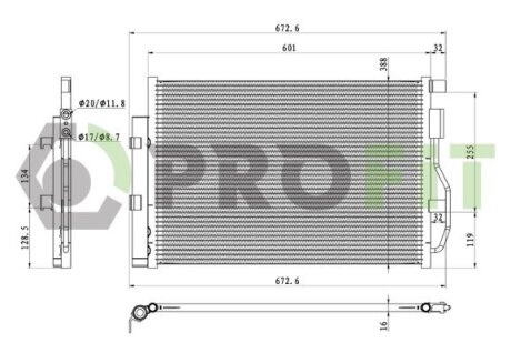 Конденсер кондиционера PROFIT 1770-0522