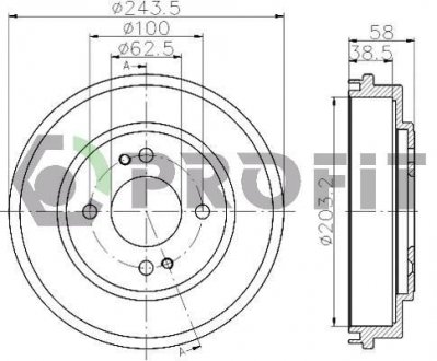 Барабан тормозной PROFIT 5020-0043