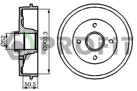 Барабан тормозной PROFIT 5020-0076