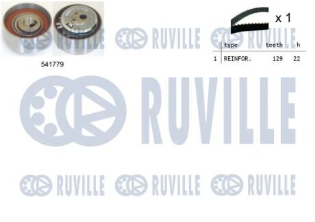 К-кт ГРМ (пасок+ролік) Fiat Doblo, Grande Punto, Palio Weekend, Panda, Punto 1.2-1.4 99- RUVILLE 550264