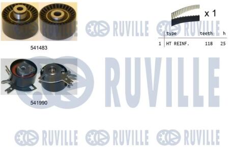 К-кт ГРМ (Пасок+2роліка) Citroen/Fiat/Ford/Peugeot 2.2HDI 06- RUVILLE 550280
