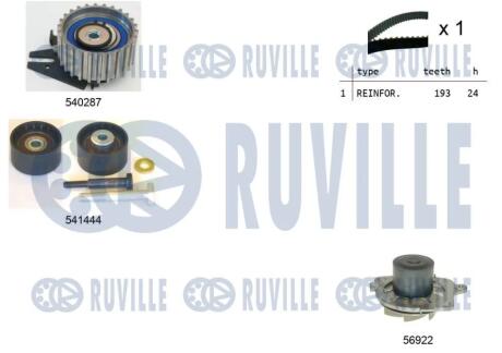 К-кт ГРМ (+помпа) Fiat Doblo 1.9D 01-/Punto 1.9D 00- RUVILLE 5503561