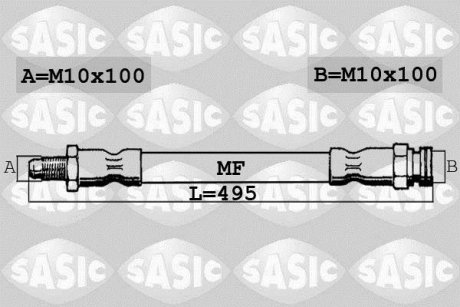 Шланг гальмівний передній SASIC 6600016