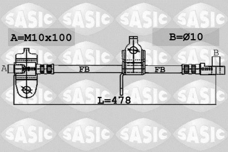 Шланг гальм. передній RWD SASIC 6606032