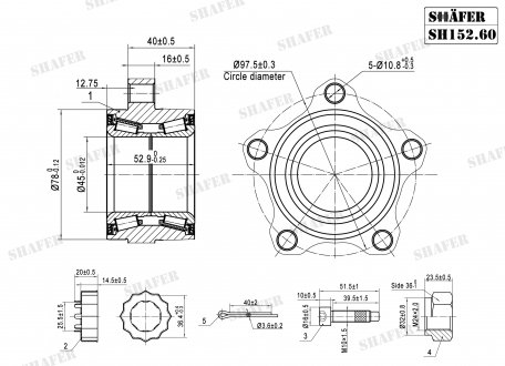 Підшипник передній Ford Transit, 00-06 (45x53x78), монт. ккт.+ SHAFER SH152.60K