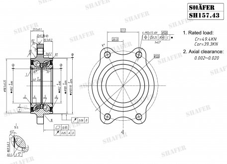 Підшипник передній Audi A4, A5, A6, A7, 08-, (61x62x102), ABS+, монт. ккт.+ SHAFER SH157.43K