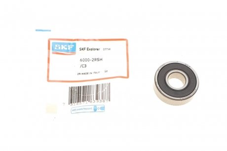 Подшипник генератора 6000 2RSH/C3 10*26*8 (увелич. тепловой зазор) SKF 6000-2RSH/C3